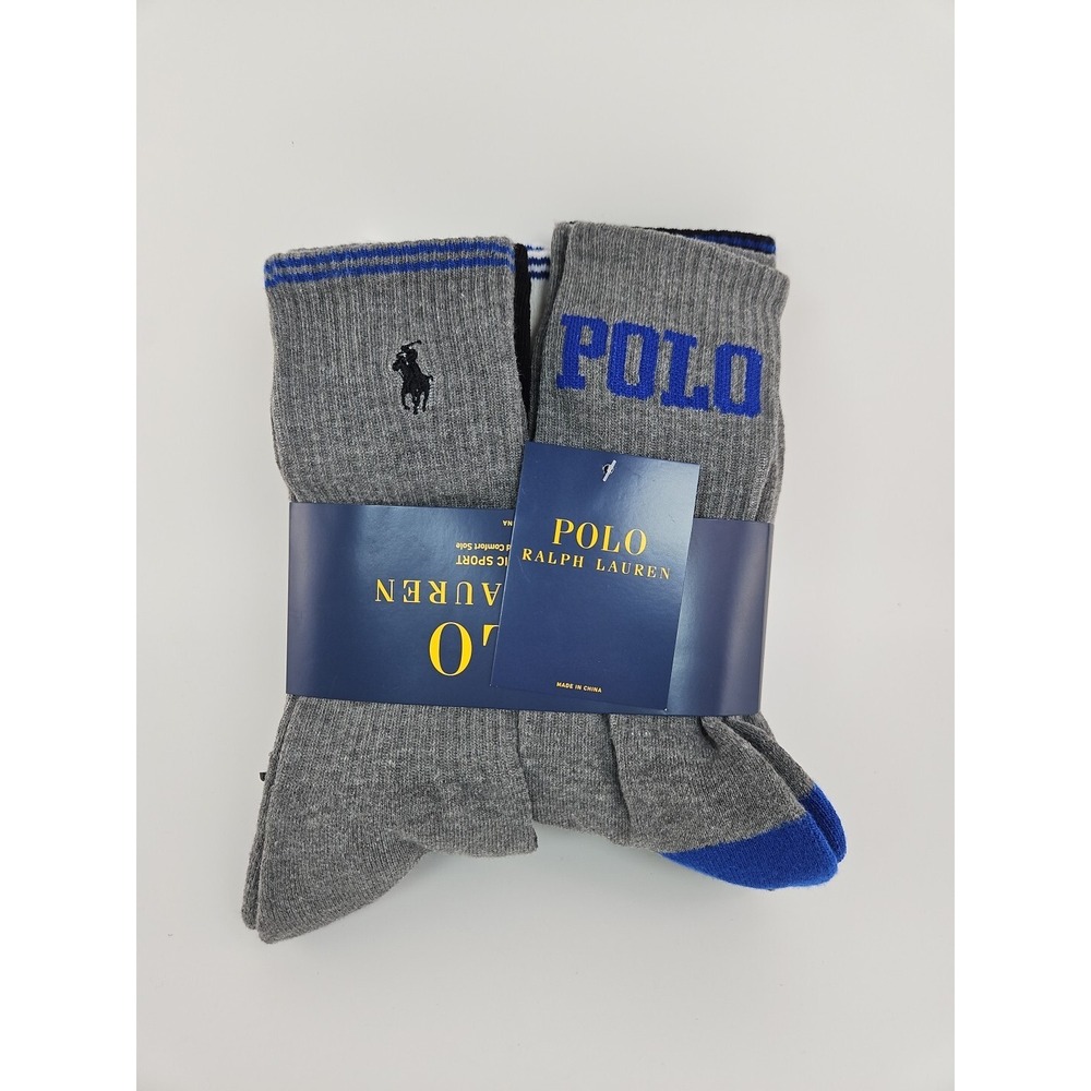 Polo‎ Ralph Lauren 6 Pair Men's Crew Socks Size 6-12.5 Multi Color New